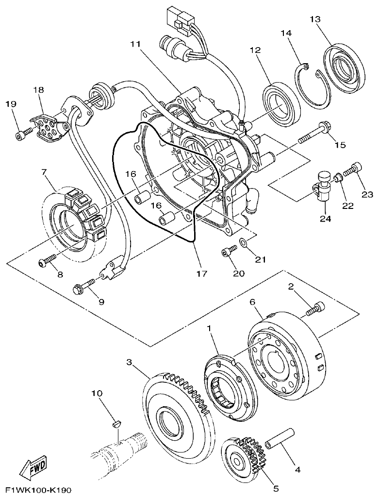 Yamaha FA1800A-M GENERATOR parts diagram